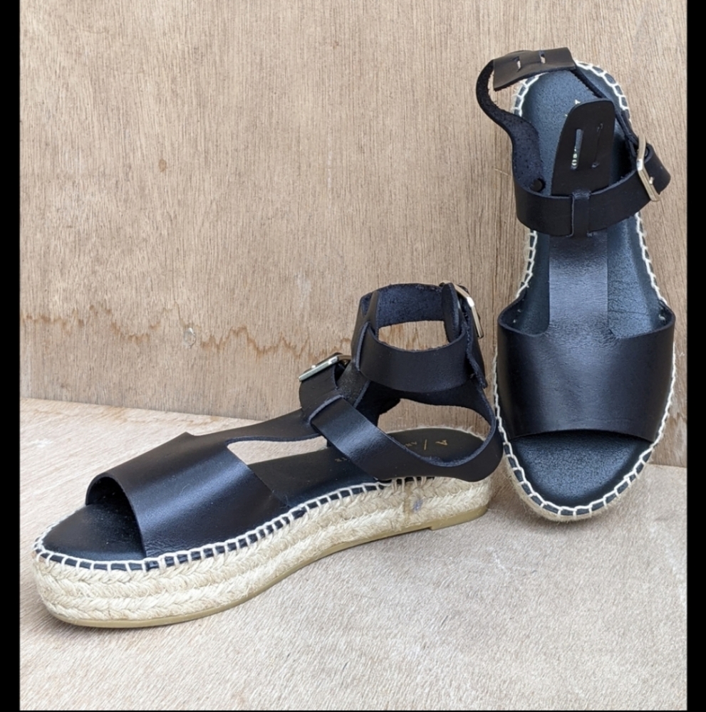 3/$15 Anthro FLAWED gladiator black espadrille sandals 36
